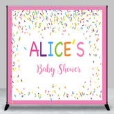 Aperturee - Aperturee Colorful Candy Pink Custom Name Baby Shower Backdrop